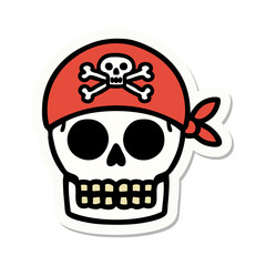 tattoo style sticker of a pirate skull