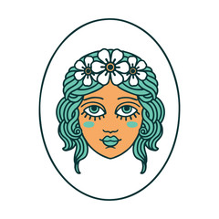 tattoo style icon of a maiden