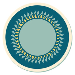 tattoo style sticker of a sun