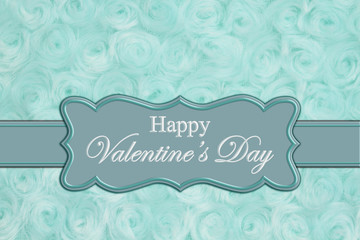 Happy Valentine's Day on a teal purple rose plush fabric with ribbon