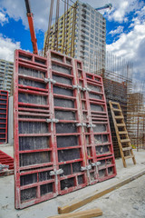 Wall formwork panels in a residential building