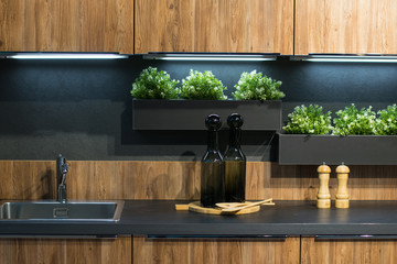 stylish interior kitchen eco black wood