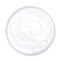 Jar of white cream isolated on white background