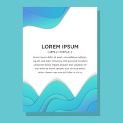 Vertical A4 banners with 3D abstract background with gradient pastel blue paper cut waves. Contrast colors. Vector design layout for presentations, flyers, posters