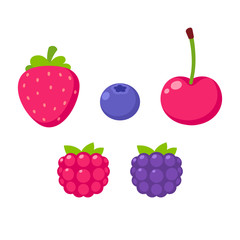 Cute cartoon berries set