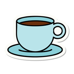 tattoo style sticker of a cup of coffee