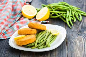 Green Bean and fish burger