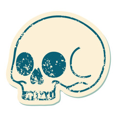 distressed sticker tattoo style icon of a skull