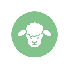 Cute sheep cartoon silhouette block style icon vector design