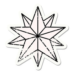 traditional distressed sticker tattoo of a star