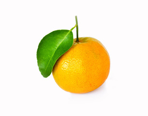 orange with leaf isolated on white