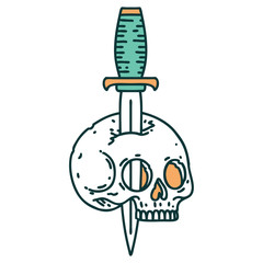 tattoo style icon of a skull and dagger