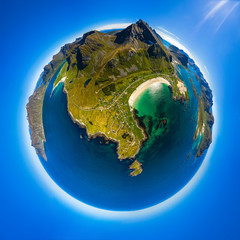 Fototapeta premium Mini planet Lofoten is an archipelago in the county of Nordland, Norway.