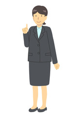  ワンポイントなスーツを着た女性