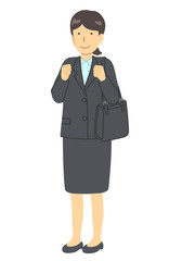  カバンを持つスーツを着た女性