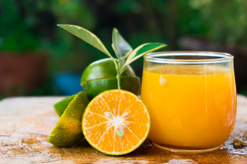 Orange juice with orange fruit