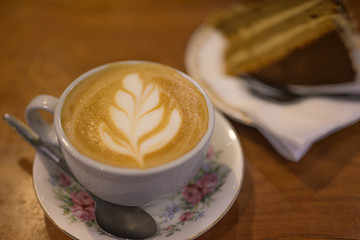 ラテアートとケーキのセット