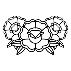 black line tattoo of a bouquet of flowers