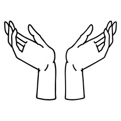 black line tattoo of open hands