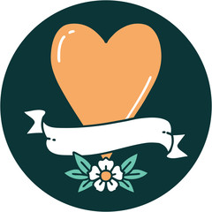 tattoo style icon of a heart and banner
