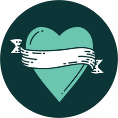 tattoo style icon of a heart and banner