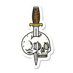 tattoo style sticker of a skull and dagger