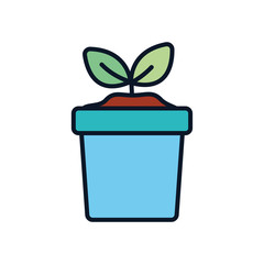 Isolated plant inside pot line fill style icon vector design