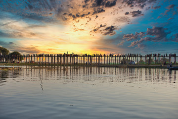 MANDALAY/MYANMAR(BURMA) - 04th Dec, 2019 : U BEIN BRIDGE is one of the famous teakwood bridge in the world. Located in Mandalay, Myanmar.