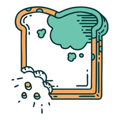 tattoo style icon of a mouldy bread