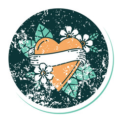 distressed sticker tattoo style icon of a heart and banner