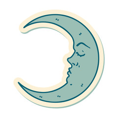 tattoo style sticker of a crescent moon