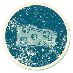 distressed sticker tattoo style icon of a slice of cheese