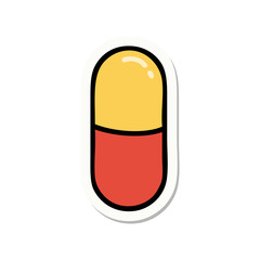 tattoo style sticker of a pill