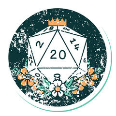 distressed sticker tattoo style icon of a d20