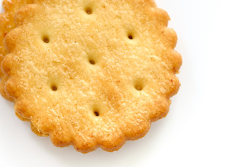 Stack of sweetmeal digestive biscuits isolated on white background