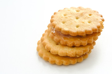 Stack of sweetmeal digestive biscuits isolated on white background