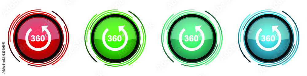 Aufkleber Panorama round glossy vector icons, set of buttons for webdesign, internet and mobile phone applications in four colors options isolated on white background