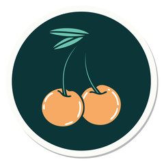 tattoo style sticker of cherries