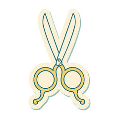tattoo style sticker of barber scissors