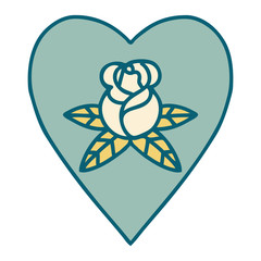 tattoo style icon of a heart and flowers