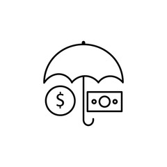 umbrella line illustration icon on white background
