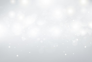 White background, silver stars sparkle Bokeh, celebration luxury backdrop vector illustration