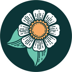tattoo style icon of a flower