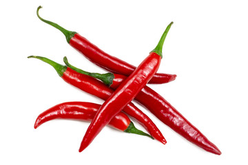 Fresh red hot chilli pepper isolated on a white background.