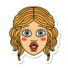 tattoo style sticker of female face