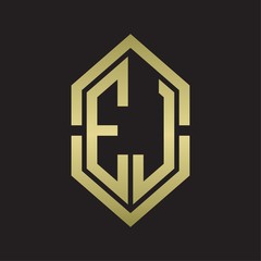 Obraz premium EJ Logo monogram with hexagon shape and outline slice style with gold colors