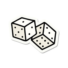 tattoo style sticker of lucky dice