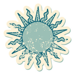 Fototapeta premium distressed sticker tattoo style icon of a sun