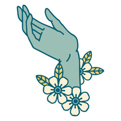 tattoo style icon of a hand