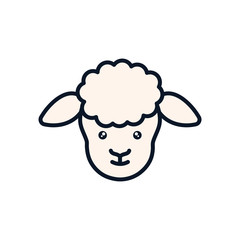 Cute sheep cartoon line fill style icon vector design